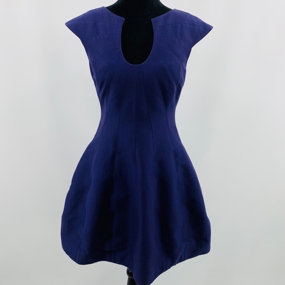 Halston Heritage Dresses & Skirts - Halston Heritage Blue Fit & Flare Cap Sleeve Dress